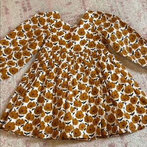 Pink Chicken Mustard Floral Cotton Long-Sleeve Girls Dress 4T NWT